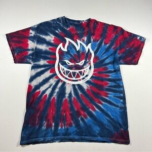 Spitfire Wheels Skate Brand Tie Dye Large Shirt Skateboard Attire Red White Blue